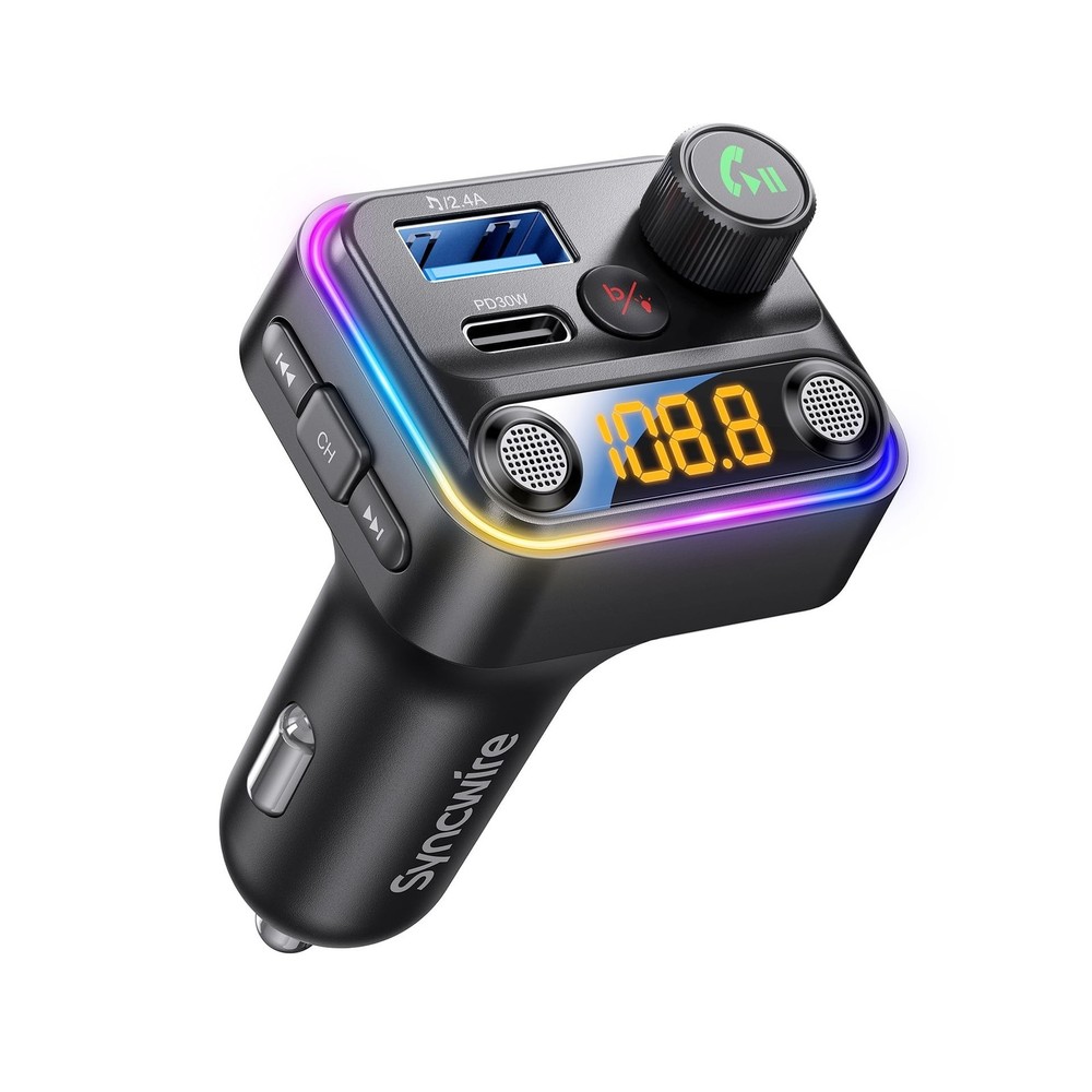 Syncwire Bluetooth 5.4 FM Transmitter Car Adapter 42W [Light Switch... Fast Ship