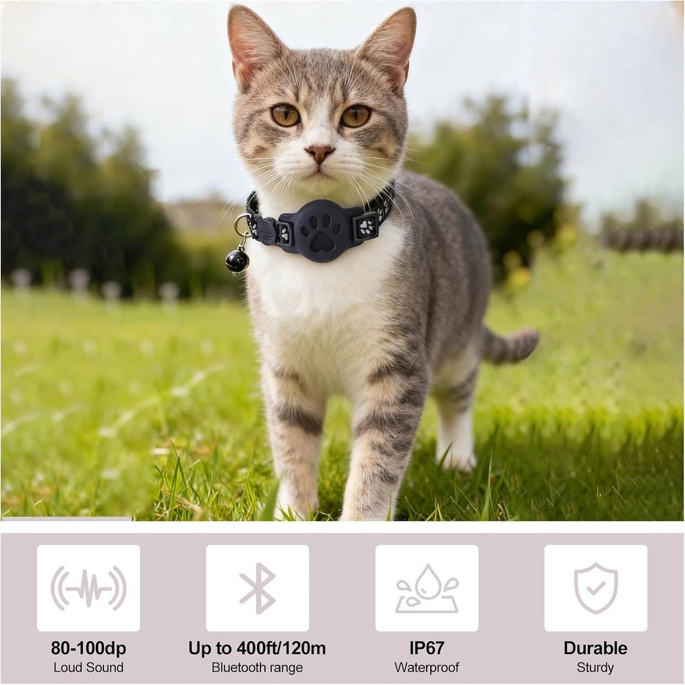 YeQIENGC GPS Cat Collar with Bluetooth Tracker Holder - Breakaway Adjustable (7.