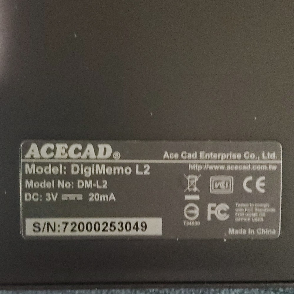 ACECAD DigiMemo L2 Graphics Tablet USB DM-L2 Stylus Handwriting Recognition