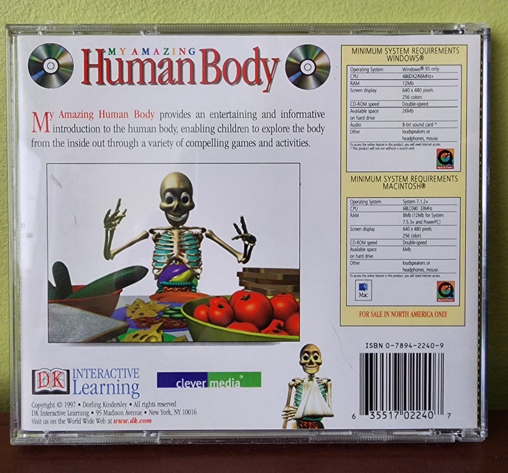 Scholastic DK My Amazing Human Body CD-ROM Software Windows Mac Educational