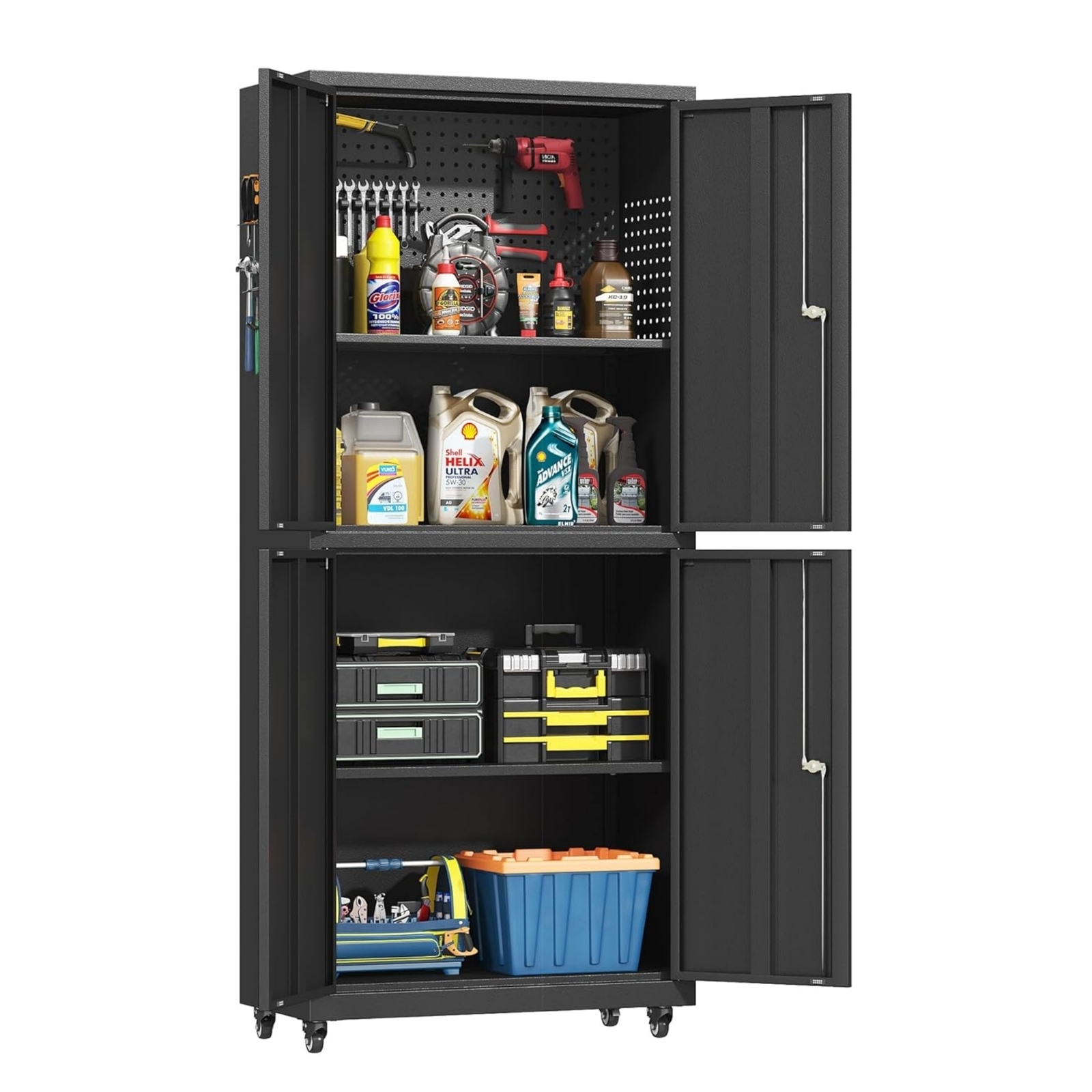 Garage Storage Cabinet System 8 Pcs Garage Workshop Set W/Steel Cabinet Shelves