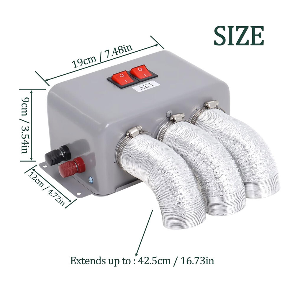 800W Electric Car Heater 3 Hole 12V DC Heating Fan Defogger Defroster Demister