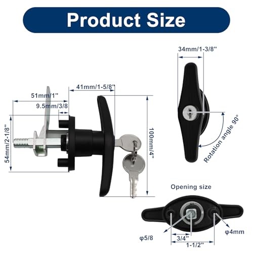 2 Pack Truck Cap Locking T-Handle, Replacement Parts Left & Right Side Black
