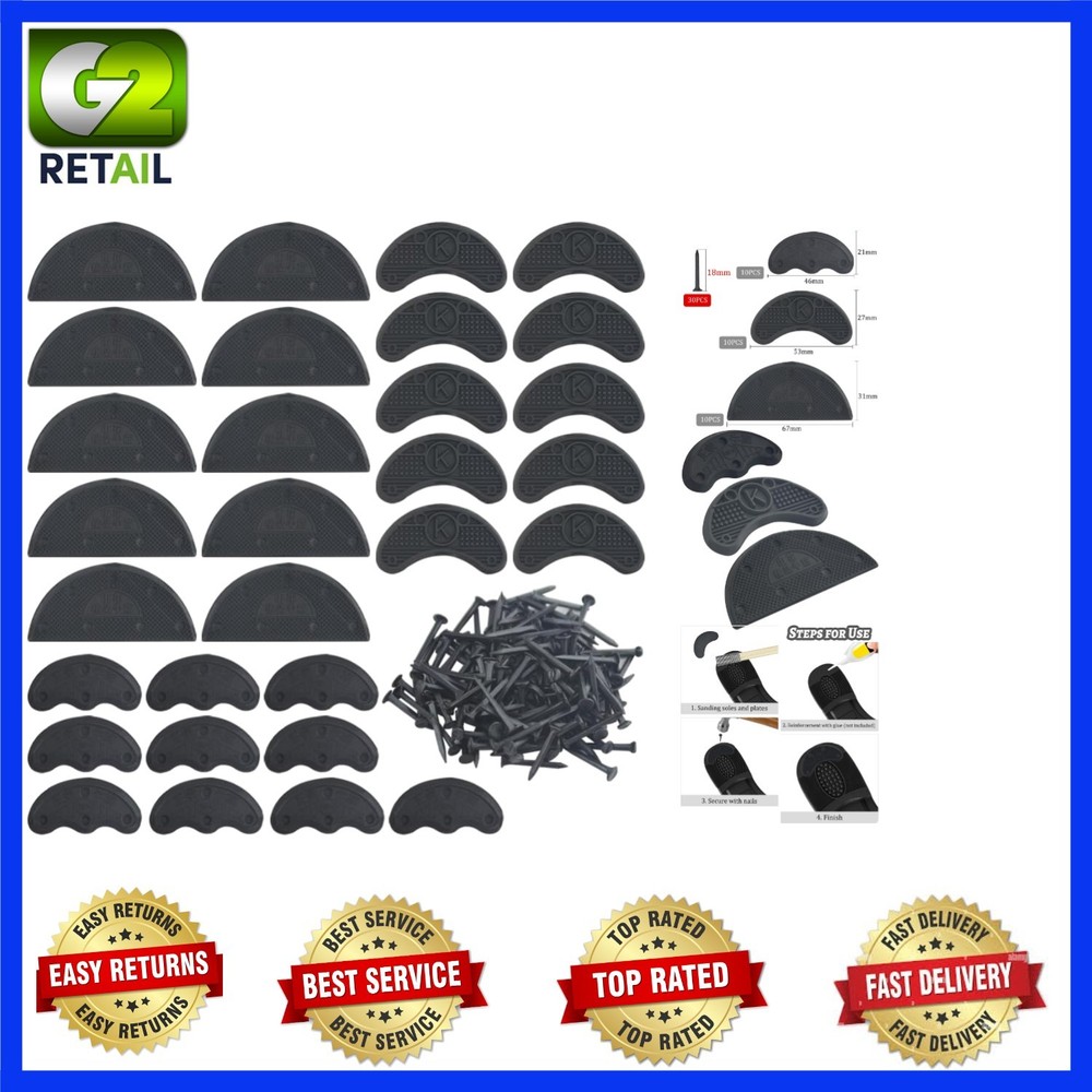 Versatile 30PCS Black Heel Taps – Durable, Non-Slip Solution for Shoes