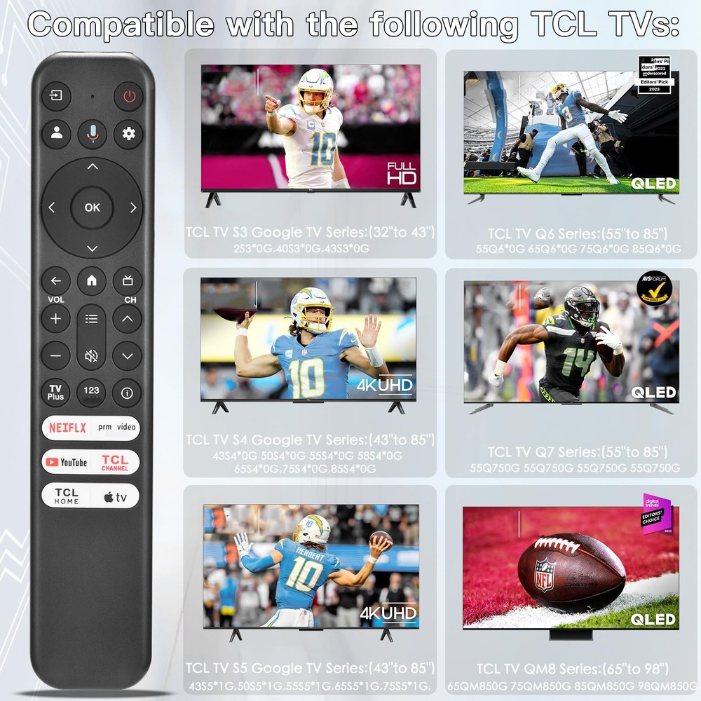 for TCL Google TV Remote, RC813 Voice Replacement Control,for Black