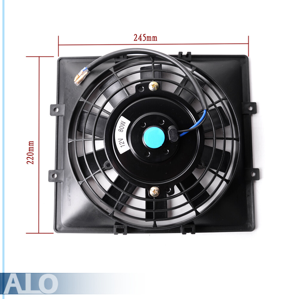 UNIVERSAL 25 ROW 10AN ALUMINUM ENGINE TRANSMISSION OIL COOLER KIT +7" BLACK FAN