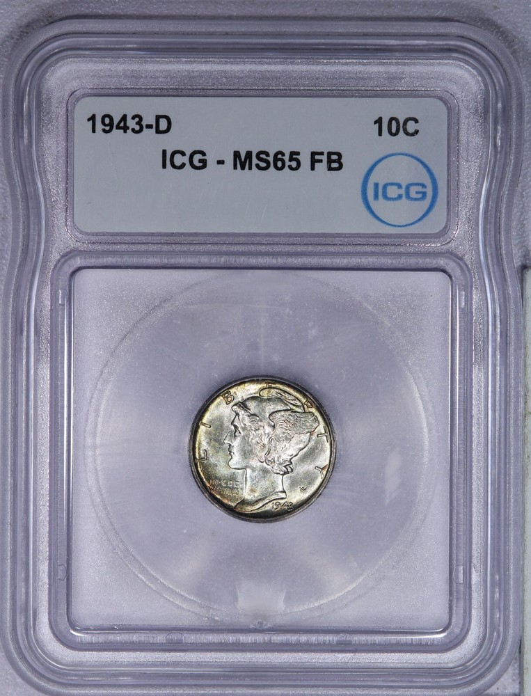 1943-D Mercury Dime 10C ICG MS65 FB