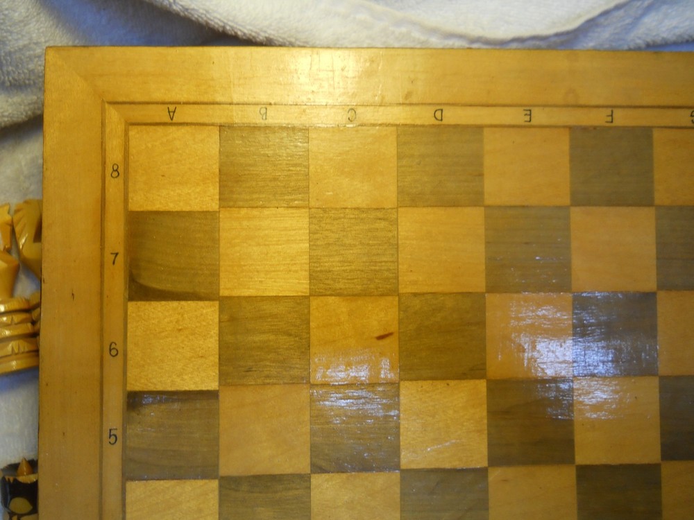 Hand Carved Russian Chess Set with Box