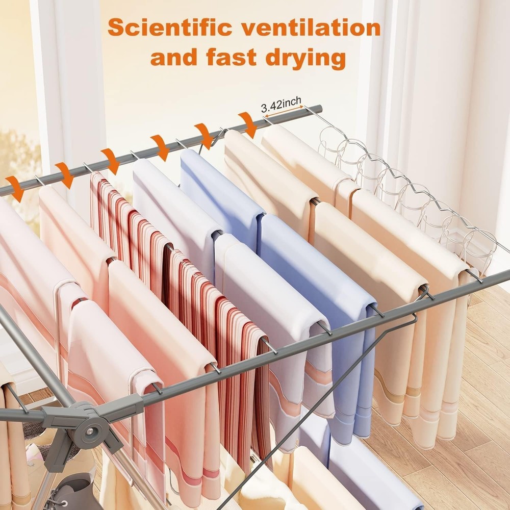 Clothes Drying Rack Foldable Large Laundry Drying Rack Collapsible Stainless ...