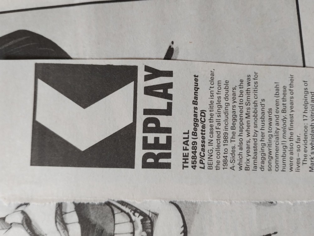 Sk25 Ephemera 1990 Pop Folded Article The Fall