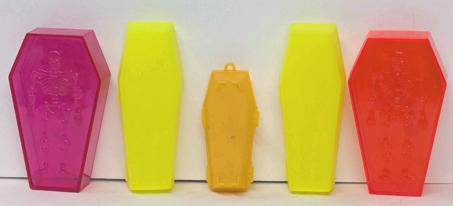 Vintage Coffin Skeleton Candy Containers Toy Lot