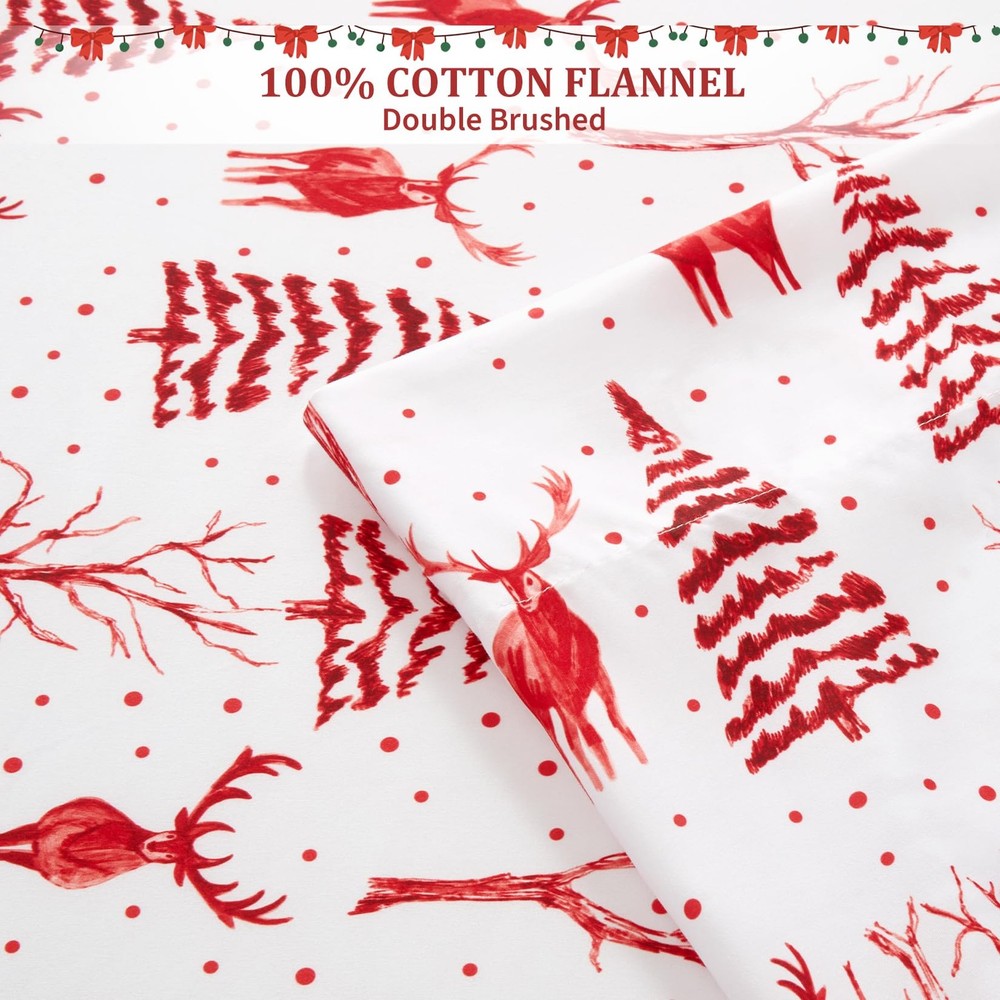 Christmas Sheets Queen, Soft Brushed Microfiber Bed Sheet Set, 16 Inches Deep...