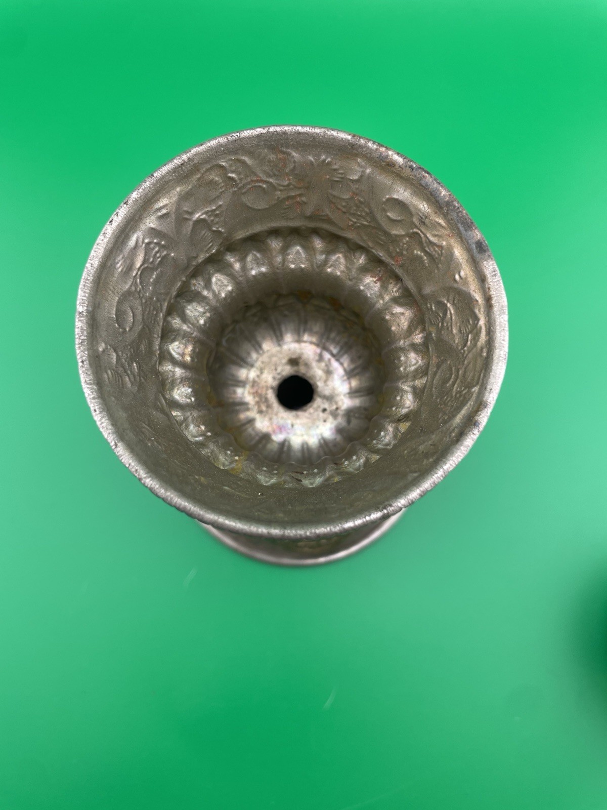 Vintage Tibetan Buddhist Butter Oil Alter Lamp Ornate Repousse Etched Designs