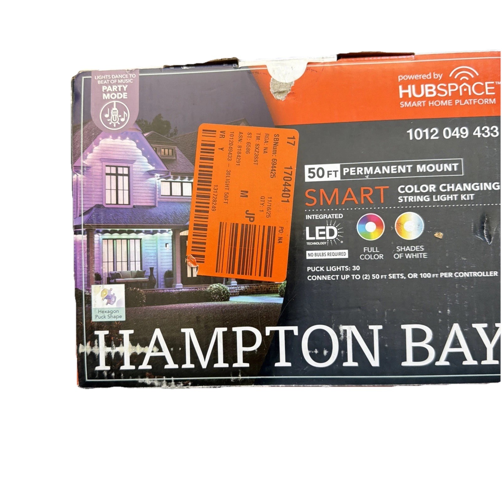 Hubspace 50Ft Permanent Mount Hampton Bay Color Changing String Light 1012049433