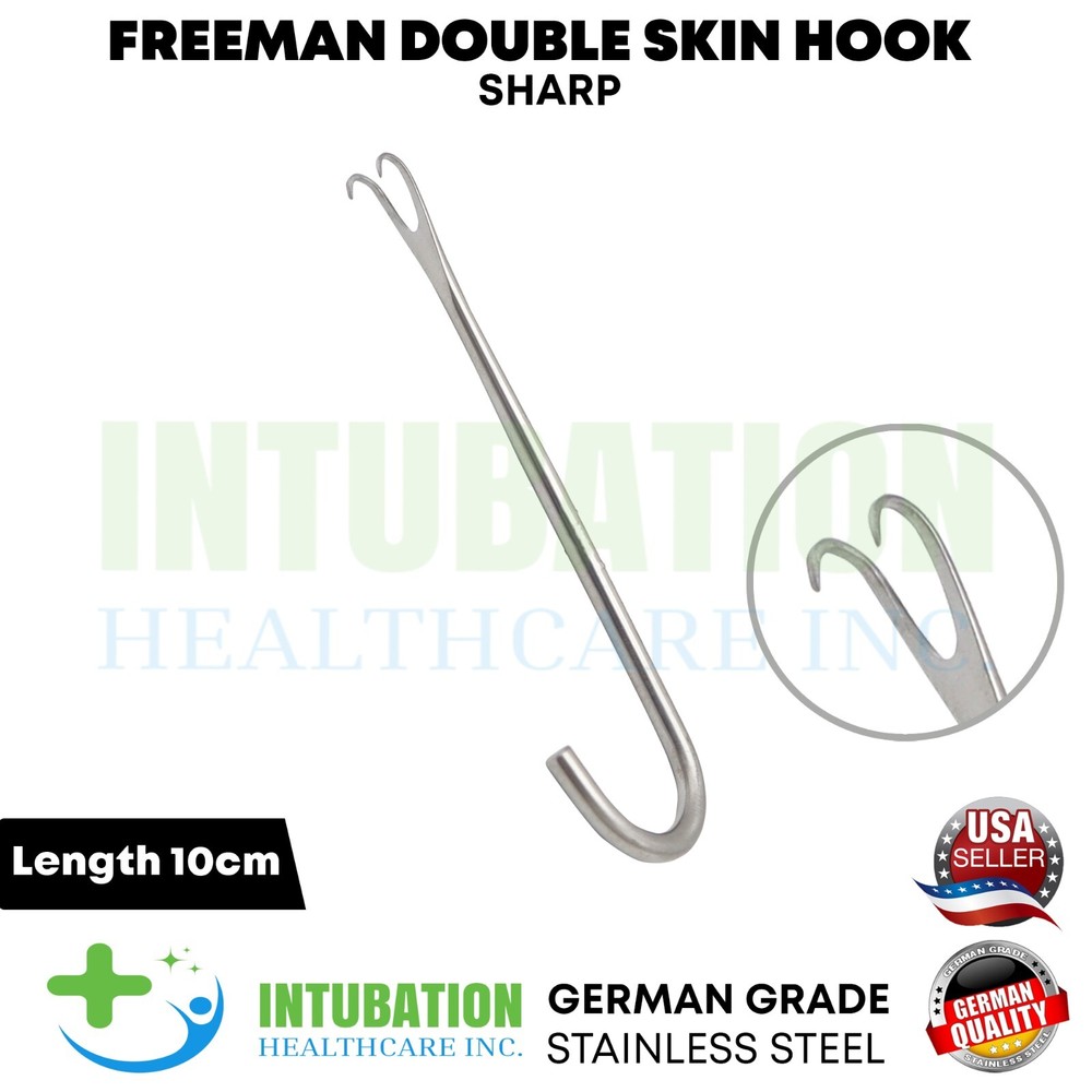 Freeman Double Skin Hook 2 Sharp Prongs Breast Retractors Plastic Surgery Tools