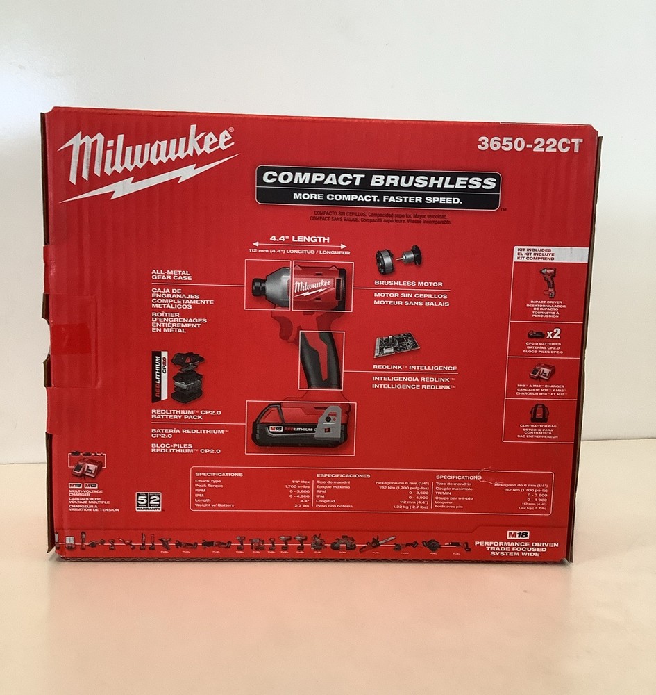 Milwaukee 3650-22CT M18 Compact 1/4" Driver Kit