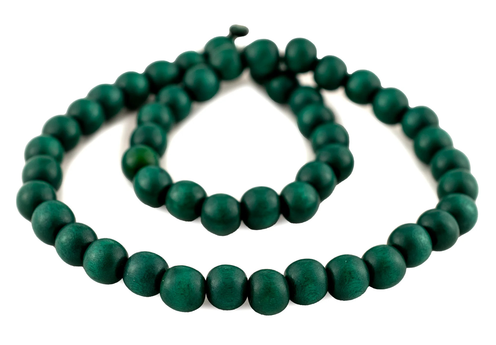 Clover Green Round Natural Wood Beads 8mm Large Hole 15 Inch Strand