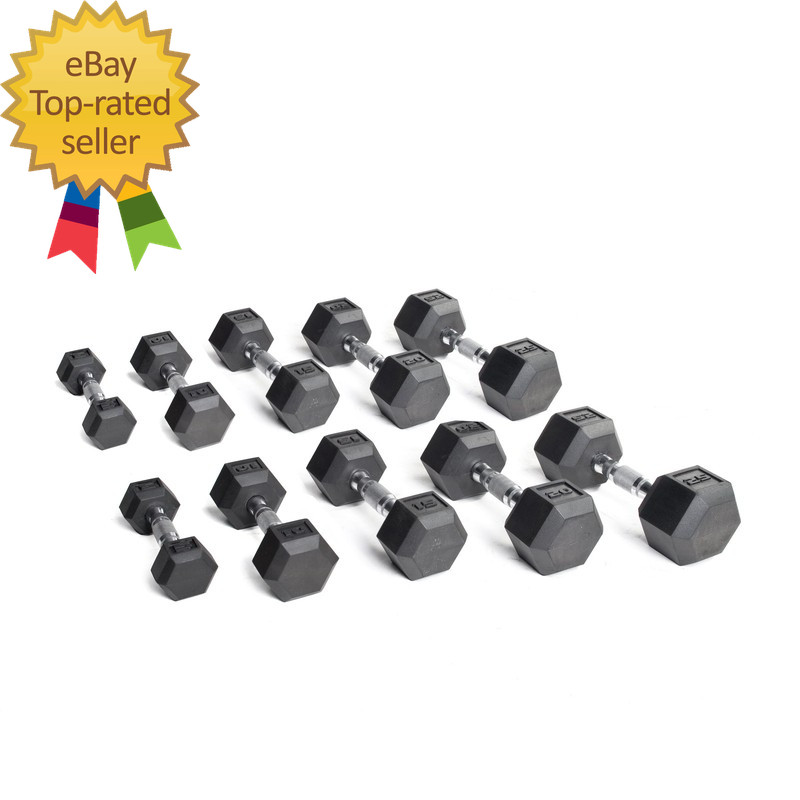 150Lb Rubber Hex Dumbbell Set
