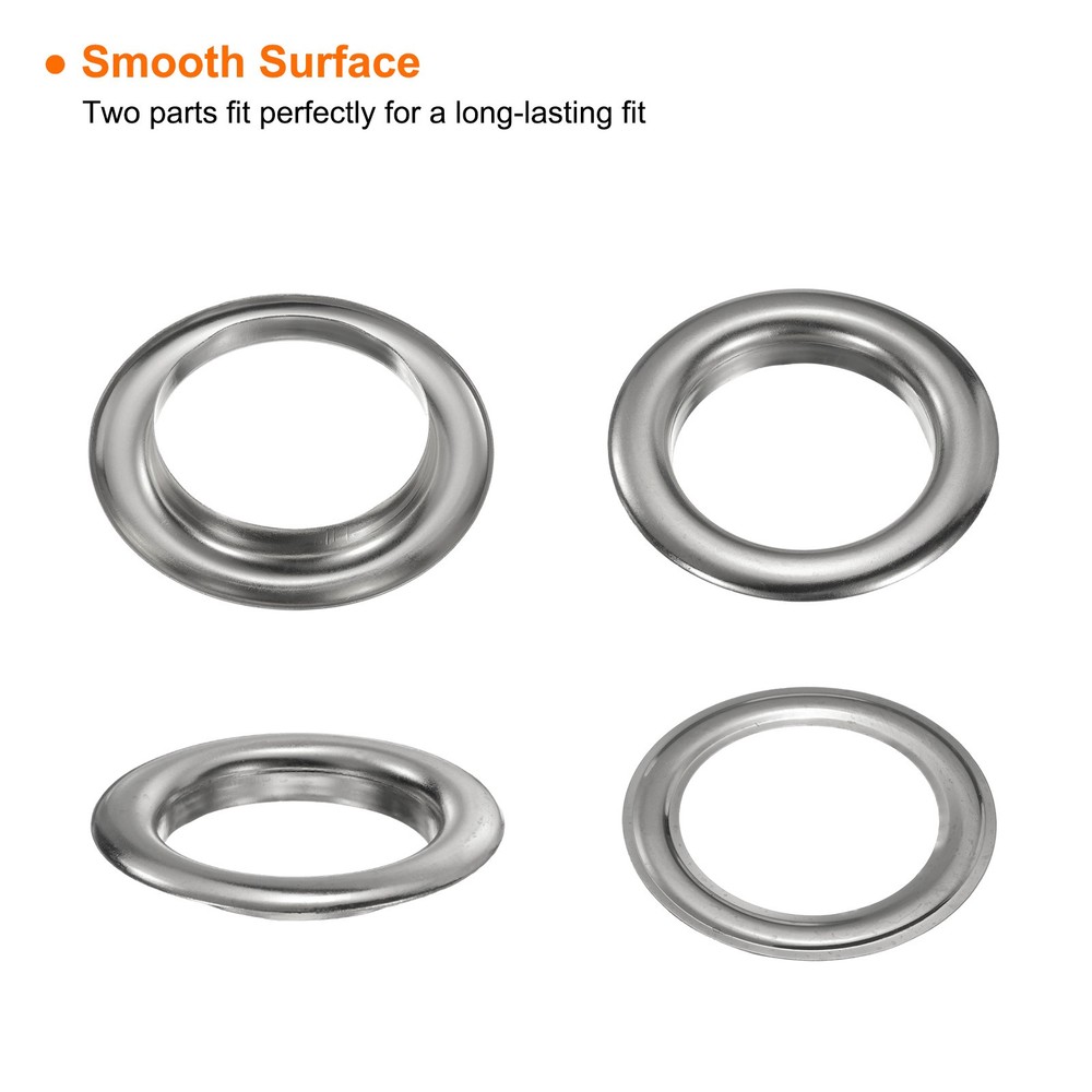 10Set Grommets Eyelets Kit 40mm Brass Eyelets with Washers, Silver