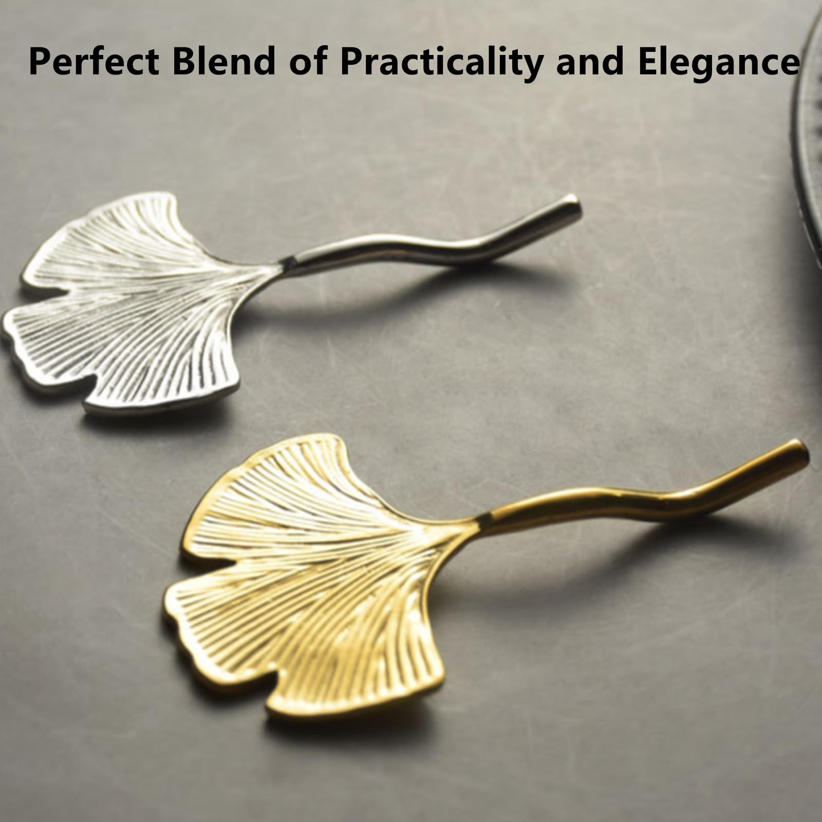 DKJEkdje Stainless Steel Chopstick Holder Leaf Spoon Rest Table Cutlery Gold