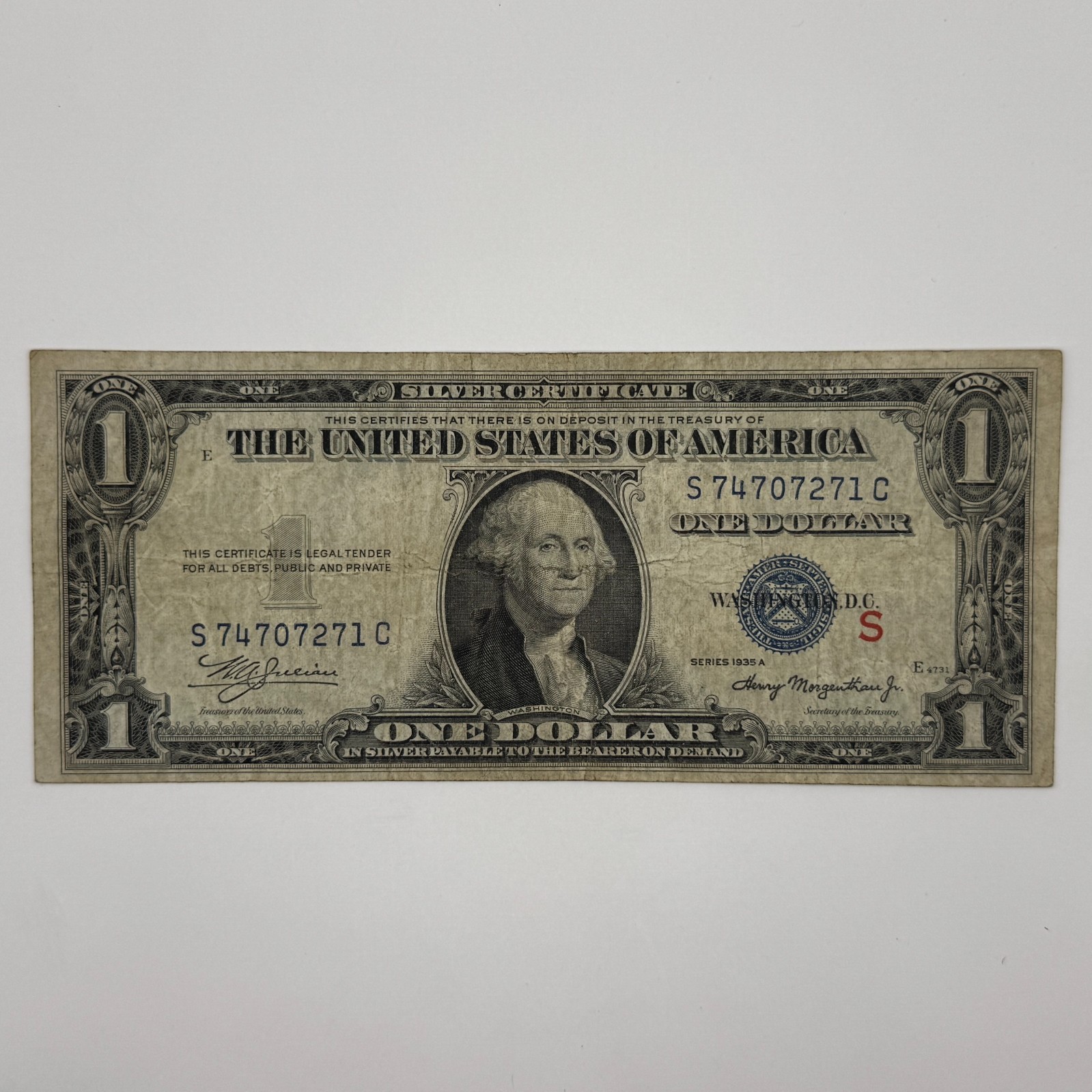 Experimental "S" 1935A $1 Silver Certificate 7271C