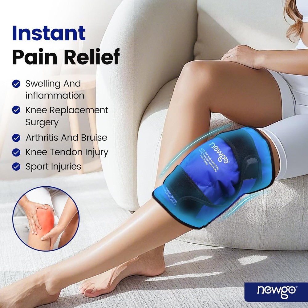 Full Coverage Gel Cold Pack for Knee Surgery Recovery - Adjustable & Flexible