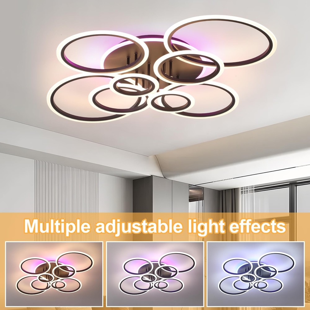 Modern LED Ceiling Light,41.3'' Dimmable Flush Mount Ceiling Lights with Remo...