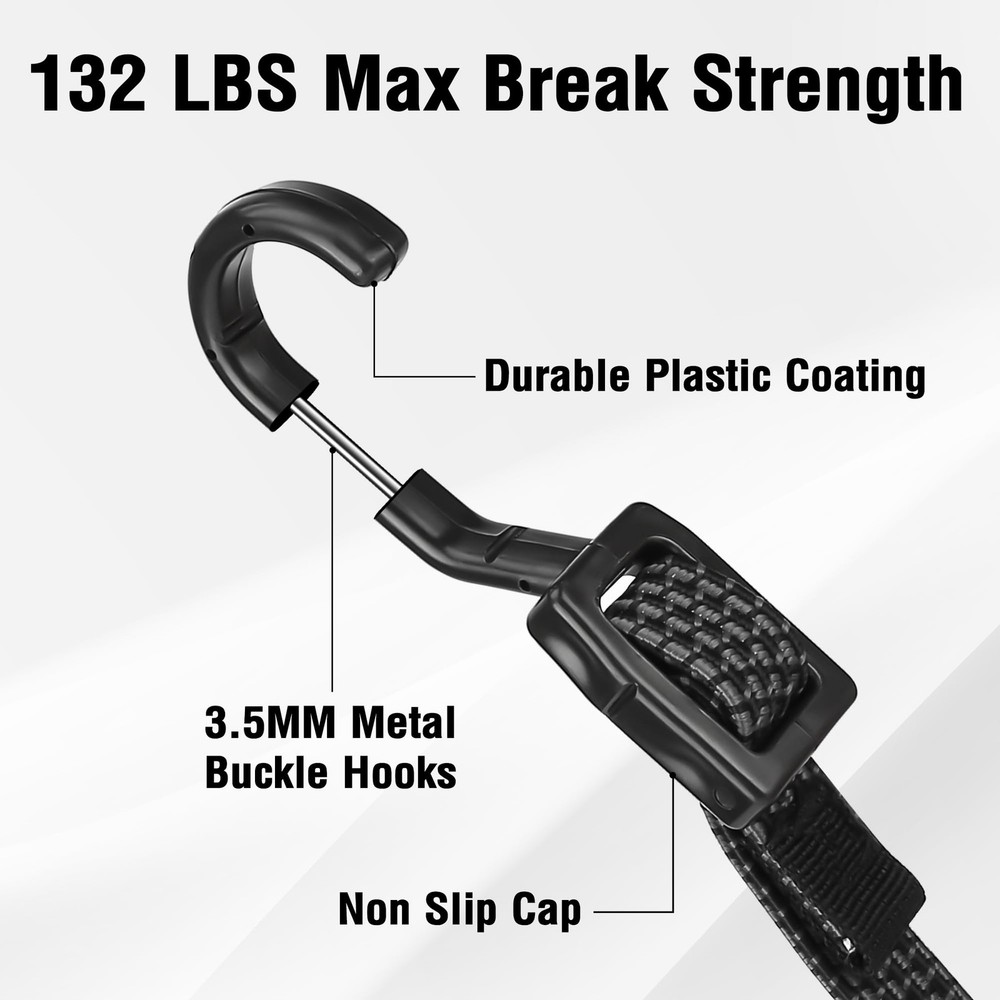 Bungee Cords with Hooks Heavy Duty Flat Adjustable Bungee Cords with Hooks...