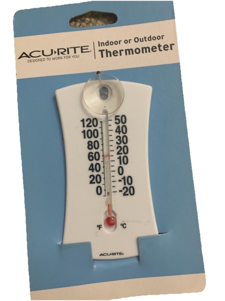 AcuRite Indoor & Outdoor Thermometer White Analog Display Plastic Rectangular