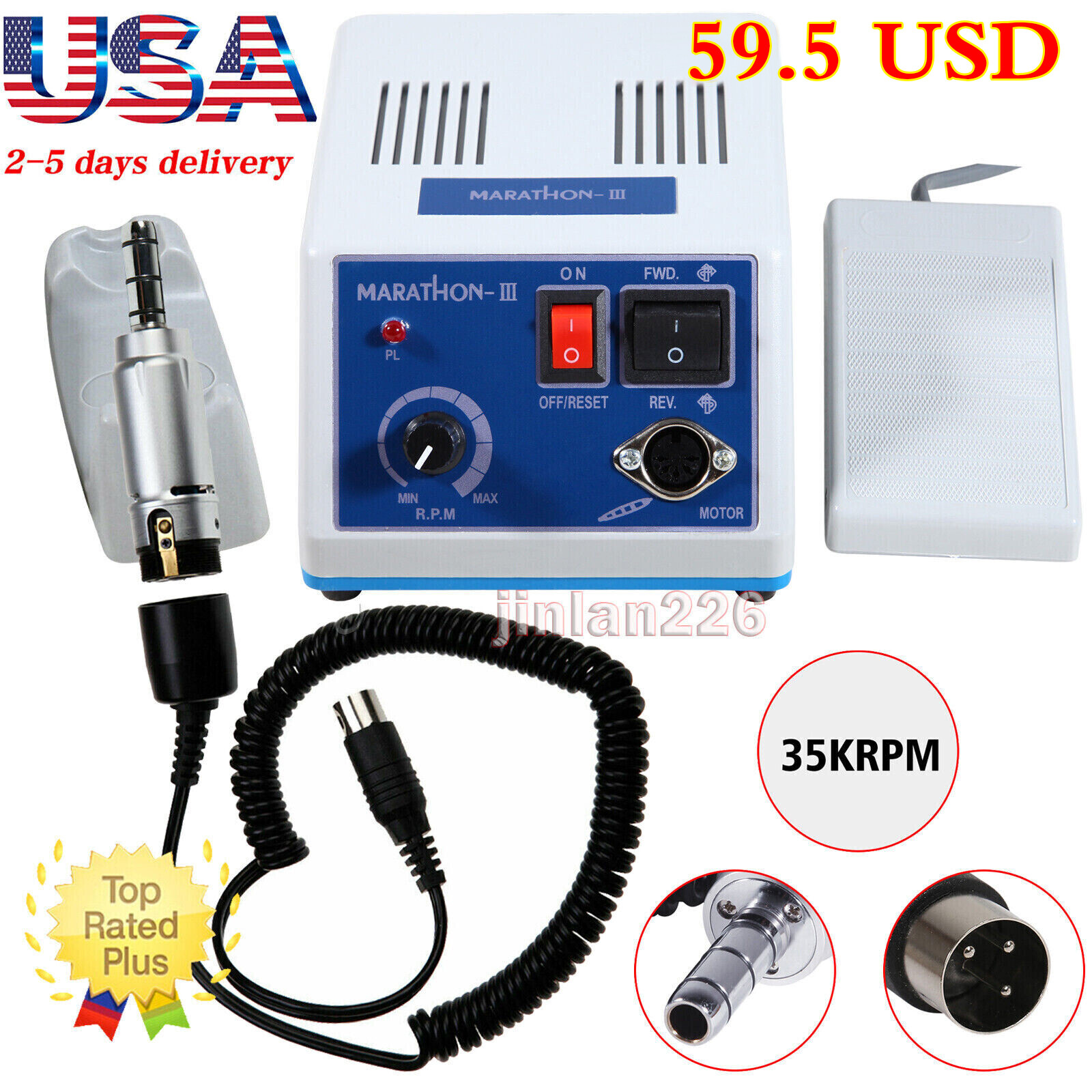Dental Lab Marathon Electric Micromotor Polishing Unit + 35K rpm Motor Handpiece