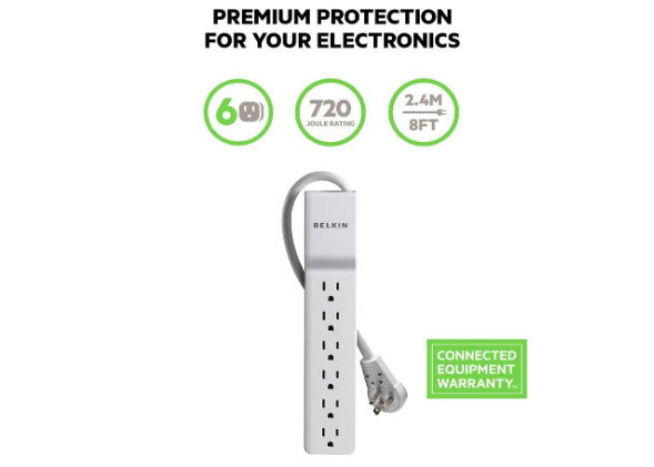 6 AC Power Strip Surge Protector Flat Rotating Plug Multiple Outlets Home Office