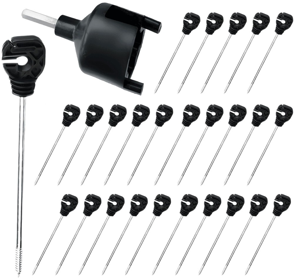 PK30 Multi-Function Long Distance Offset Screw-in Insulators Black with 1 Fre...