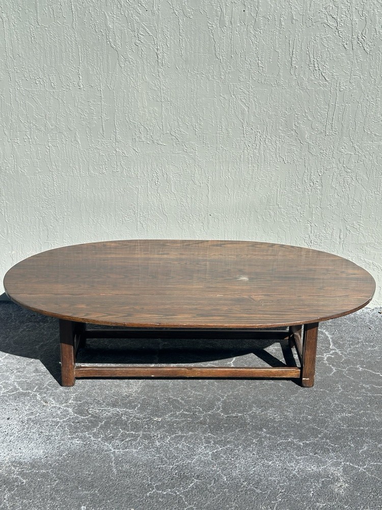 Vintage Cushman Classics Drop-Leaf Oval Coffee Table – Solid Oak