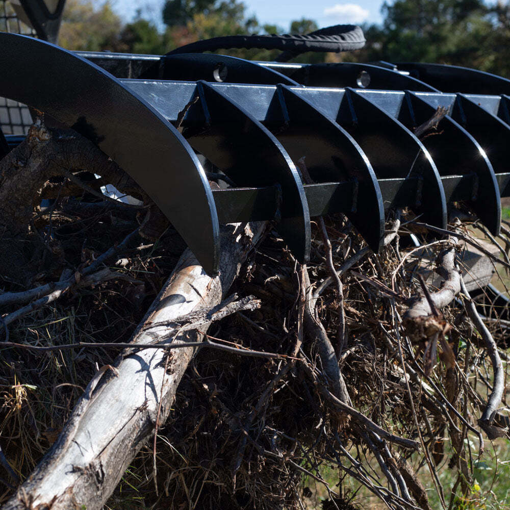 Titan Attachments 84in Clamshell Root Grapple Rake, Universal Skid Steer Mount