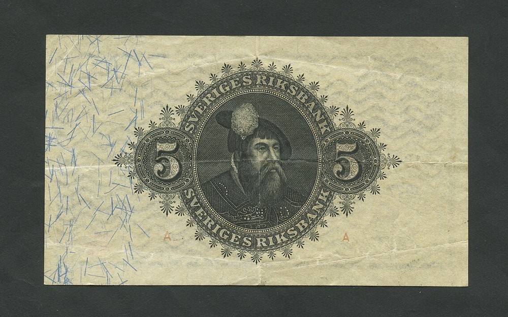 SWEDEN 5 kronor 1927 Krause 33j Banknotes