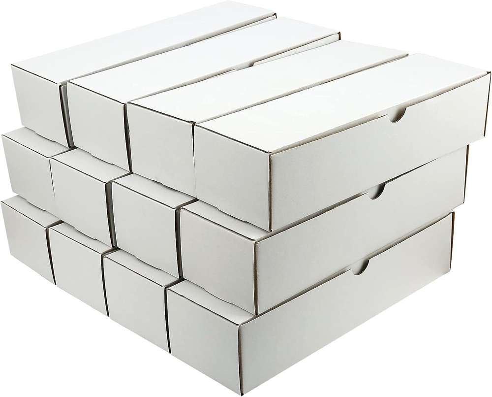 12-Pack White Cardboard Trading Card Storage - Stackable & Protective