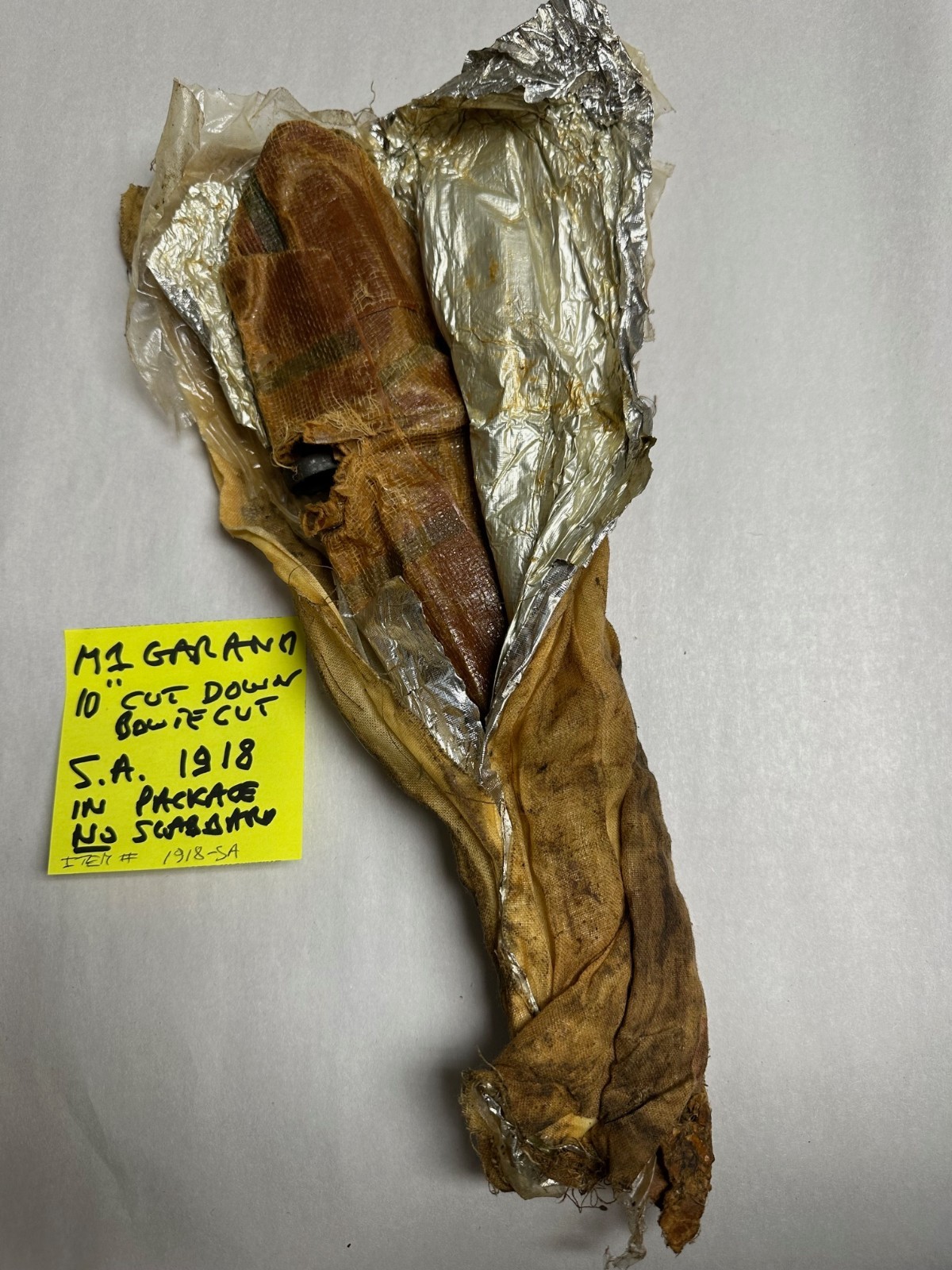 GARAND 10" BOWIE CUT DOWN BAYONET S.A. 1918 IN PACKAGE NO SCABBARD.