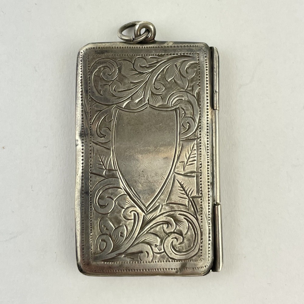 Antique Solid Silver Envelope Double Stamp Case Albert Ernest Jenkins 1914