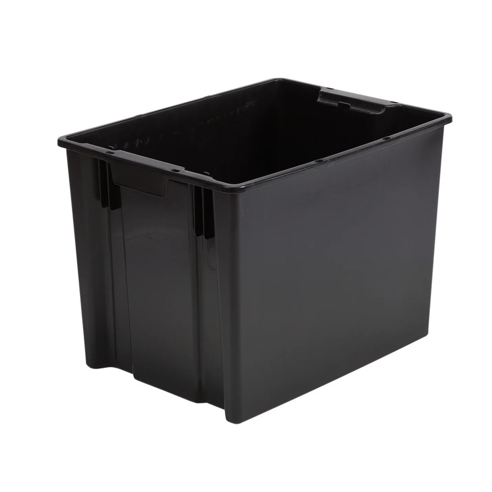 Hyper Tough Garage Plastic Storage Bin Large Nesting Stacking, Black