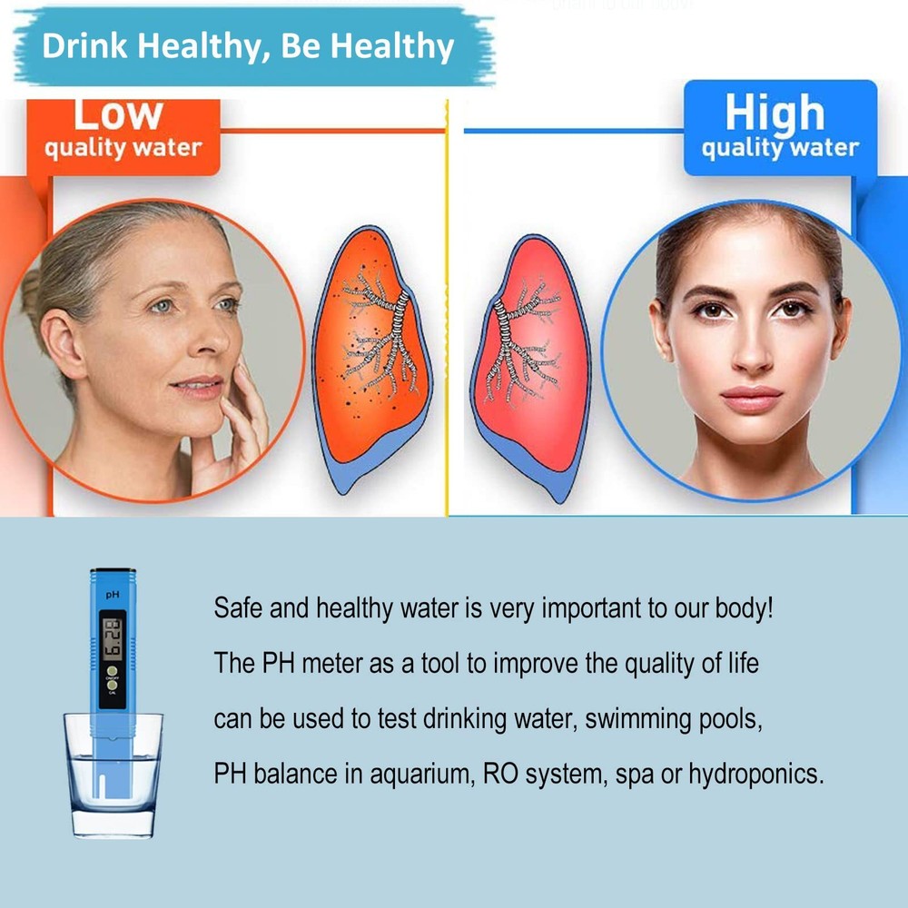 PH Meter for Water pH Tester Digital pH Pen, 0.01 High Accuracy pH Reader pH ...