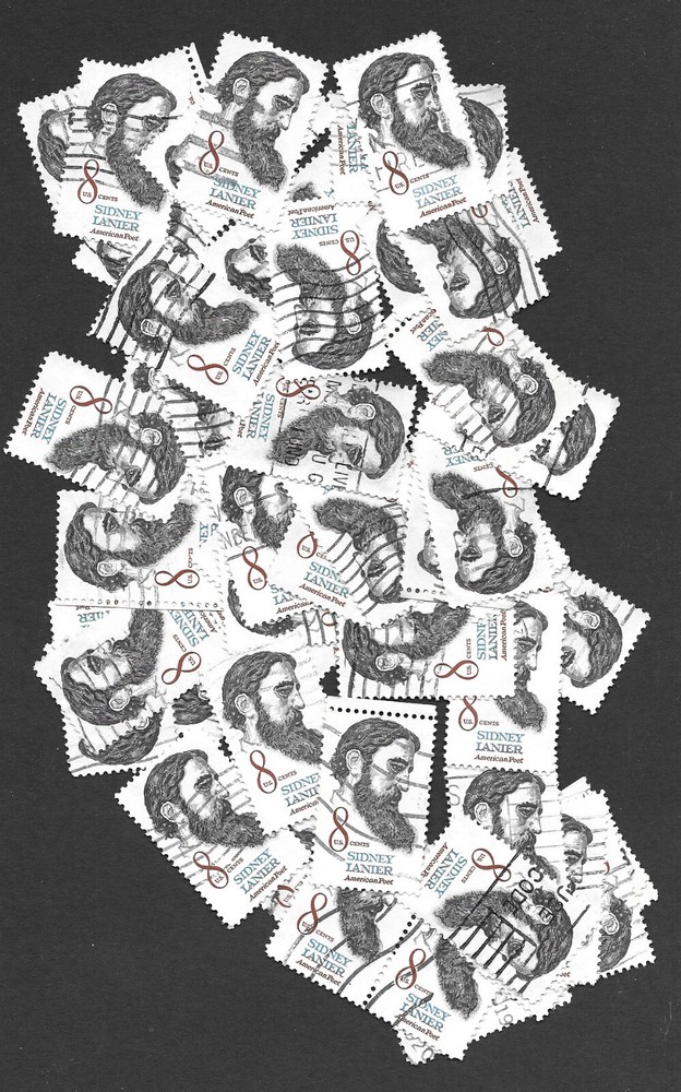 US Postage Stamps for Crafting- Scott 1446- 50  Sidney Lanier- Blk, Br, Lt Blue