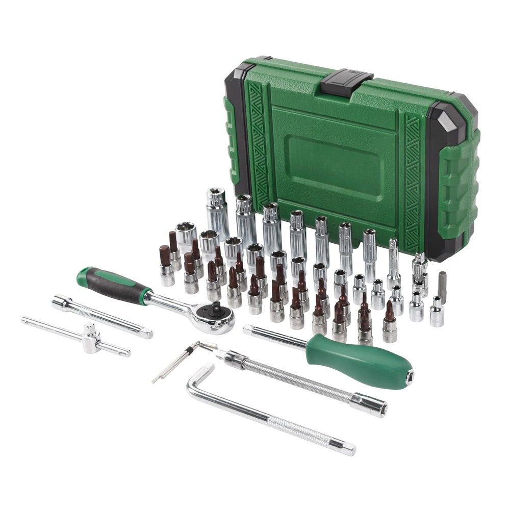 54pcs 1/4" Socket Drive Tool Set Metric Drive Socket Set with Plastic Toolbox