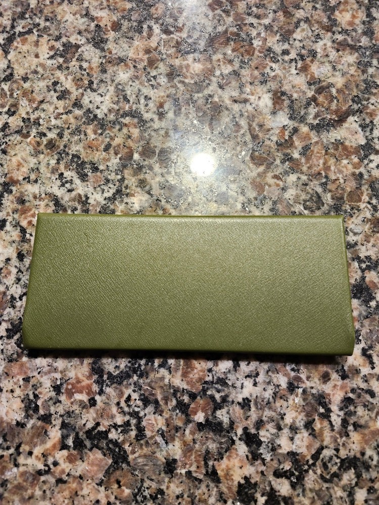 Longchamp Green Leather Glasses Case Foldable Sunglasses Case