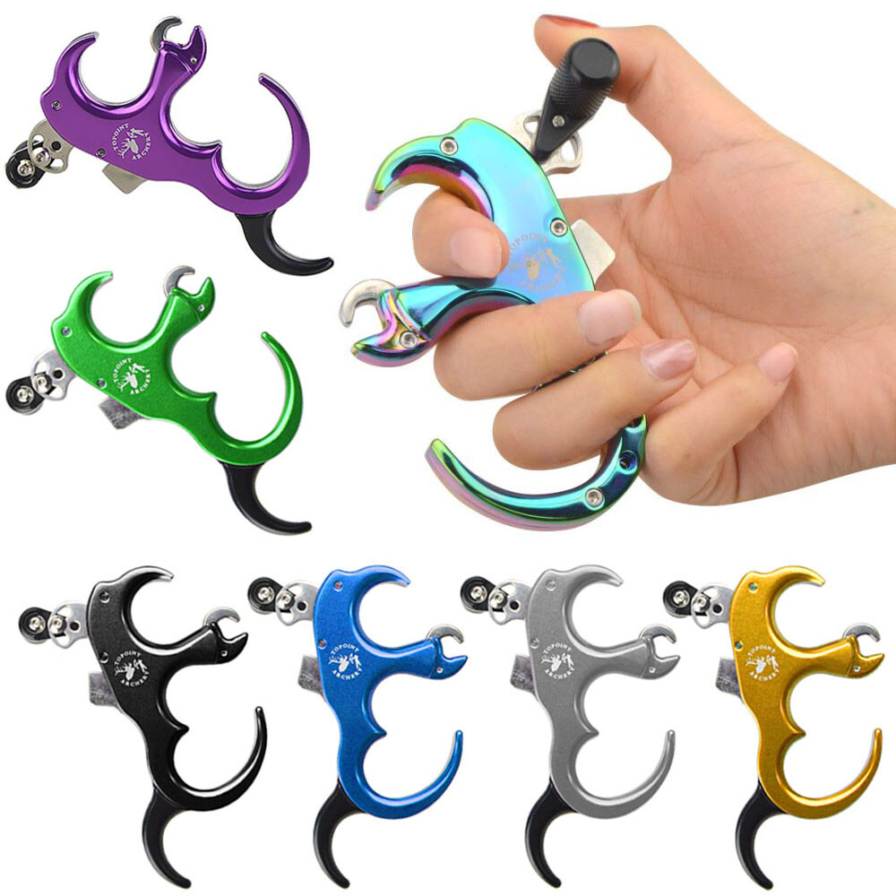 3 or 4 Finger Archery Release Aids Grip Caliper Trigger Compound Bow Target