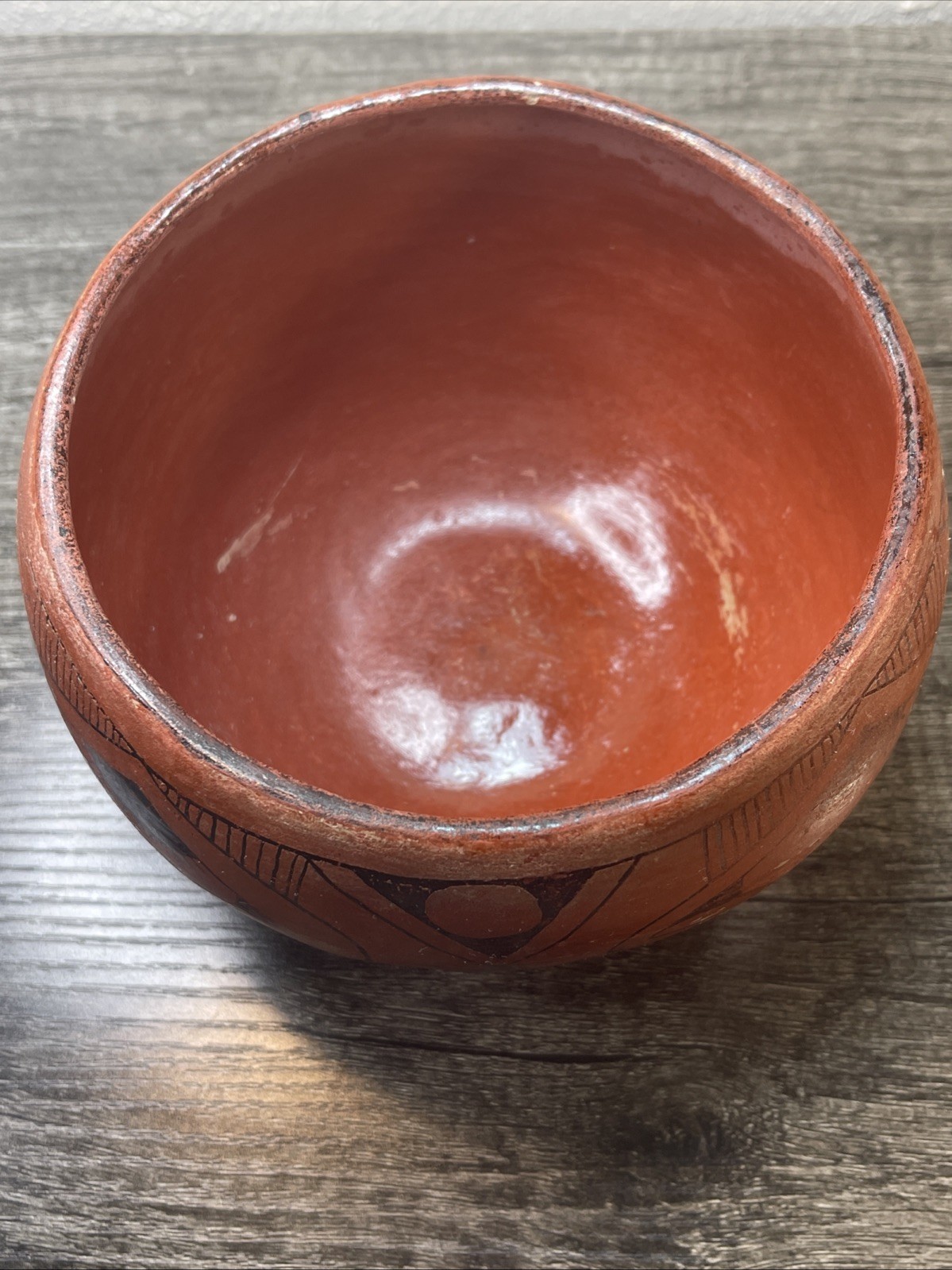 VTG Hopi Native American Hand Painted Vessel Jar Bowl Pottery Unsigned6”x4”tall￼