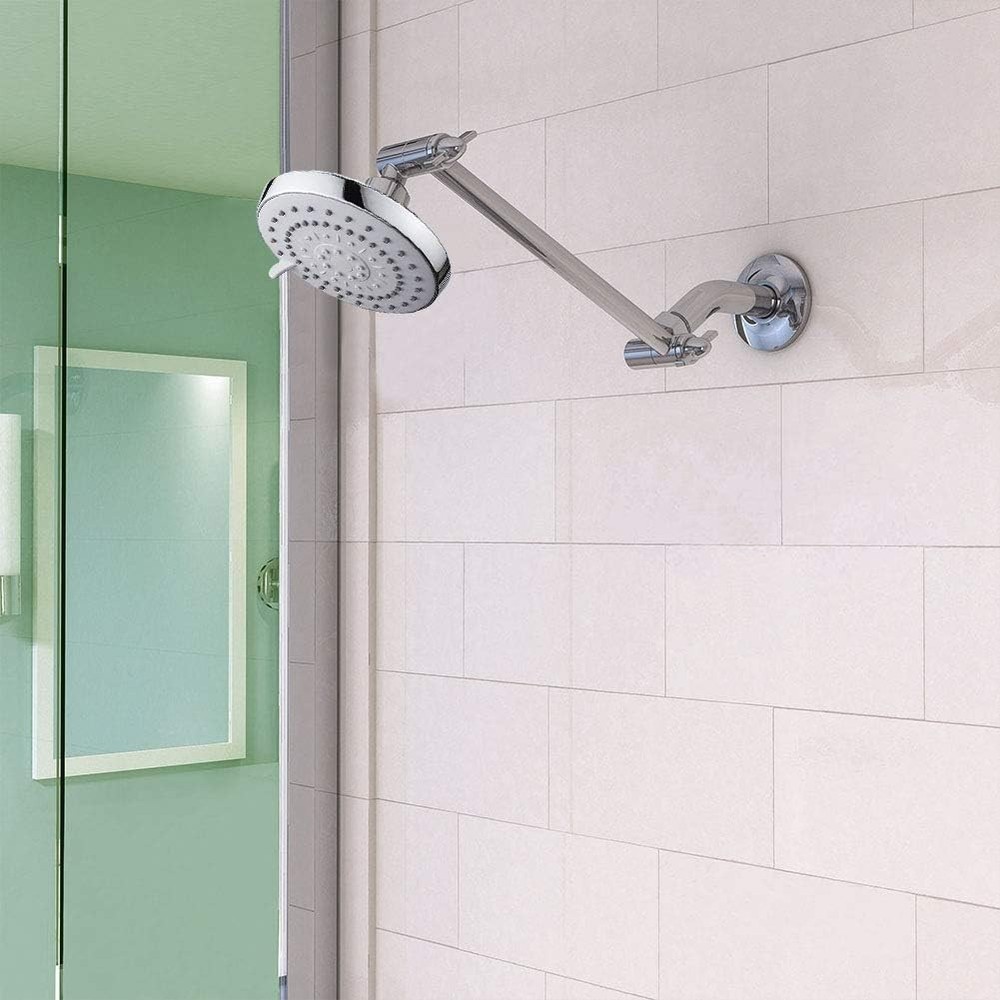 5-Function High-Pressure Shower Head with 11-Inch Adjustable Arm, Quick Install