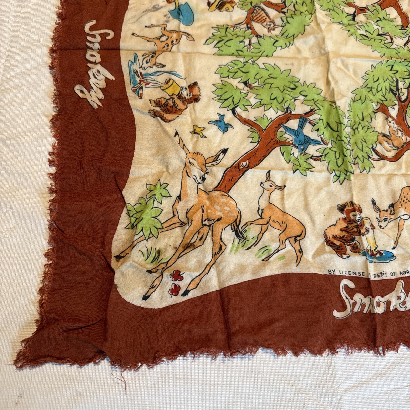 VTG 1940s-50s US Dept Agriculture SMOKEY THE BEAR Forestry Department SCARF-HTF