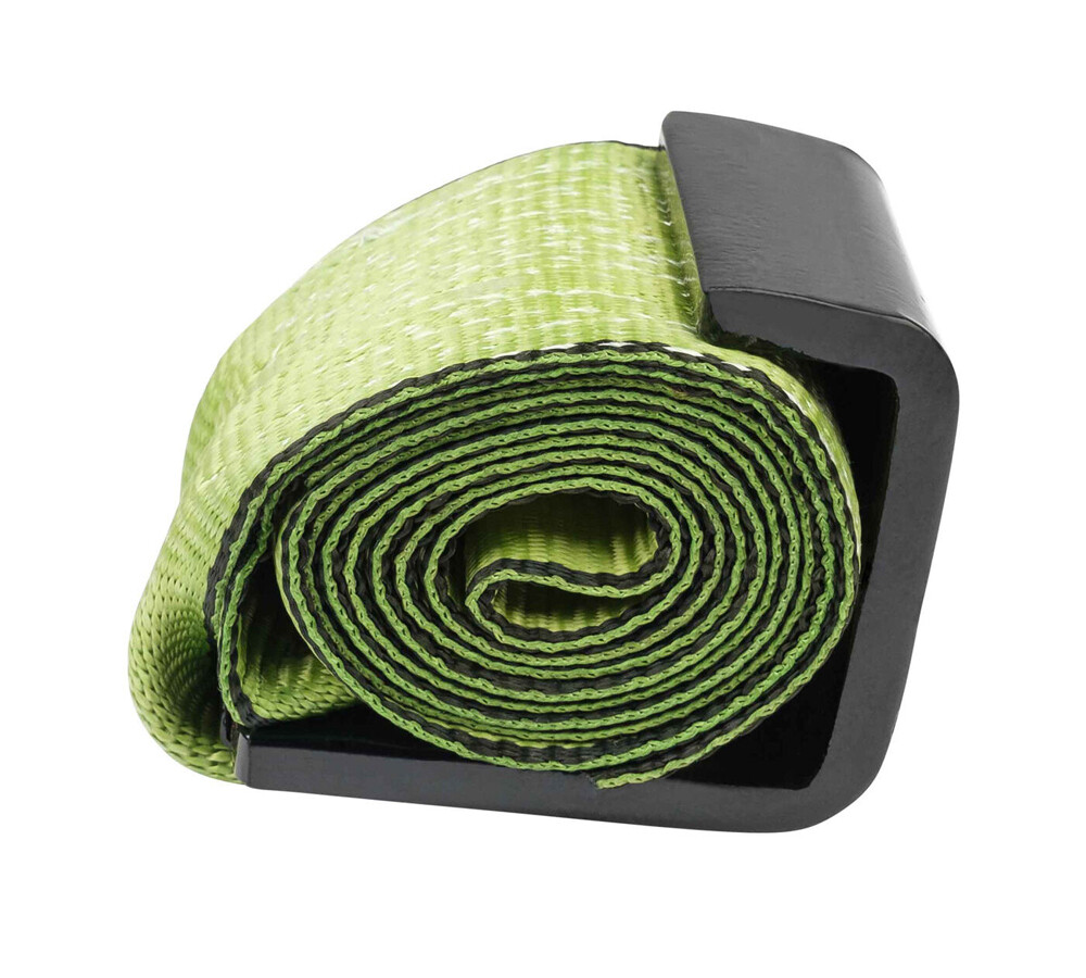4" x 5' Roll Off Container Green Winch Strap w/ Large Flat Hook for Truck