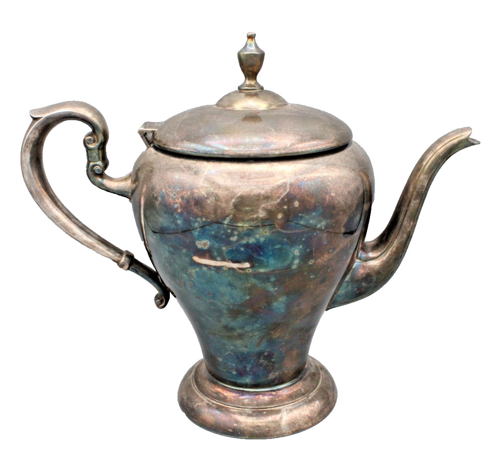 ART S CO Silver Plated Scroll Tea Coffee Pot S.P.C. 205 Very Good Condition H67