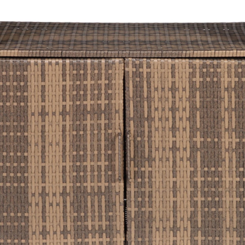 Multi-Function Wicker Bar Cart | Light Brown Rolling Rattan Table w/Wheels &